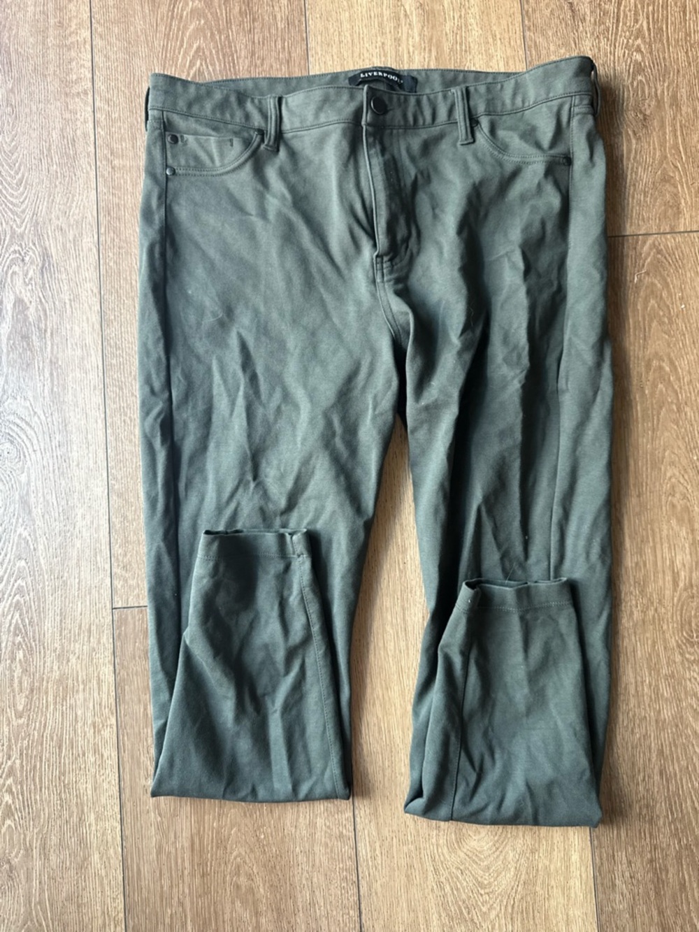 Liverpool Peat Green Soft Skinny Pants
